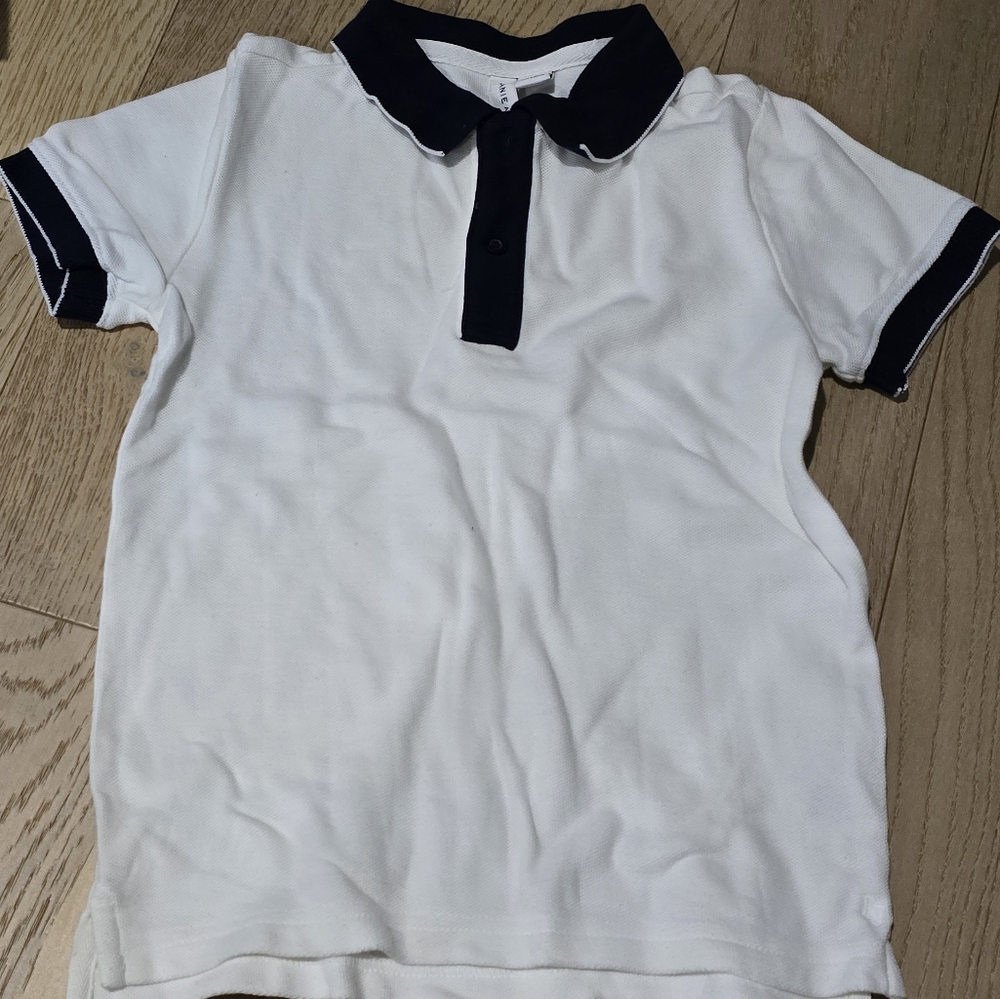 Janie and Jack White and Black Polo Shirt Classic Design